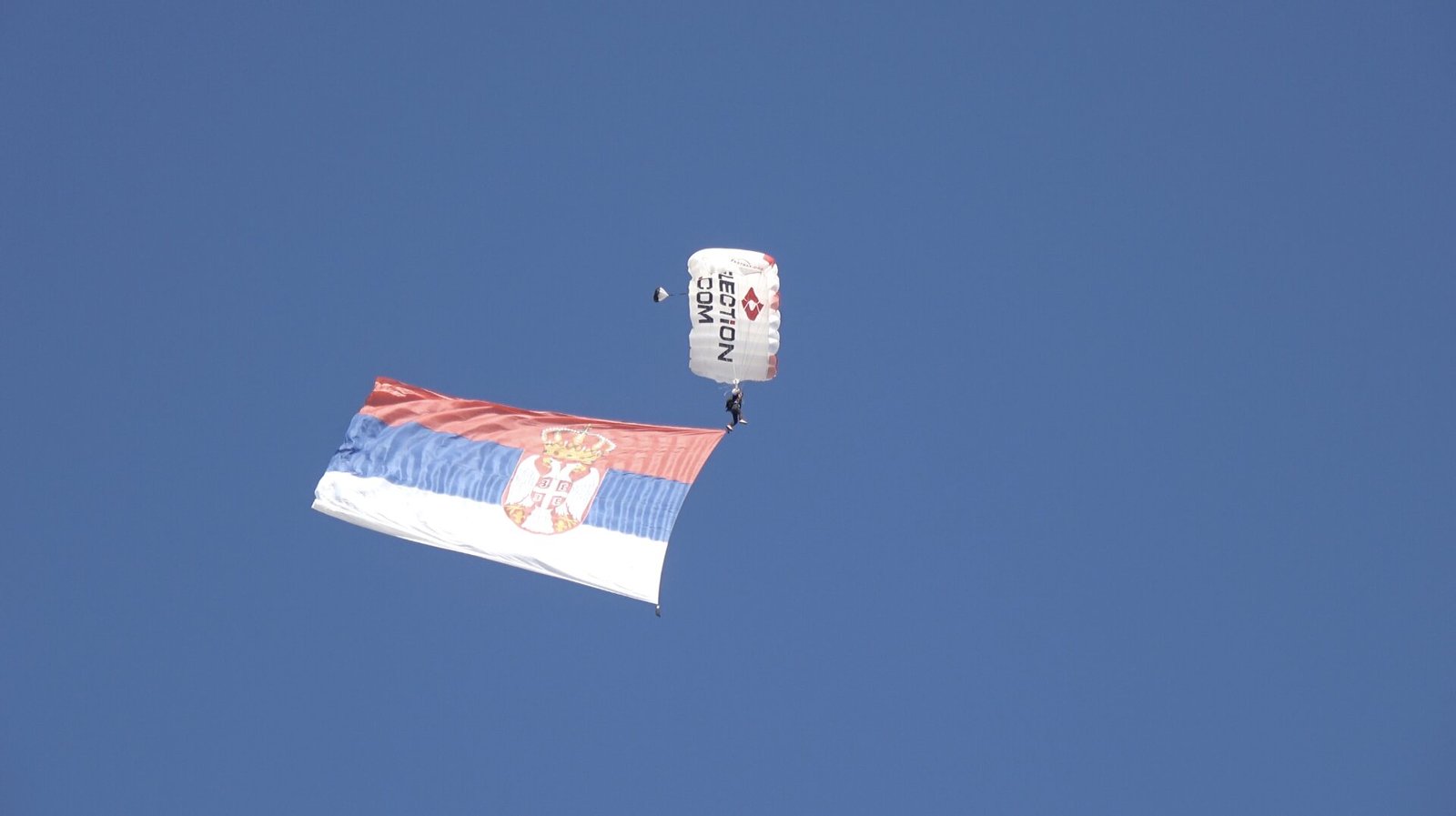 Serbian flag under canopy